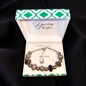 Dazzling Designs silver plated artisan glass sliding charm bracelet